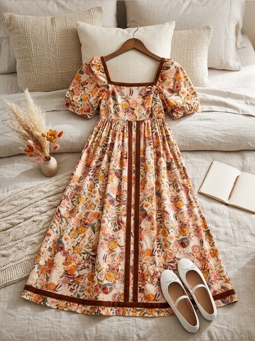 NWT In Loom Floral Puff Sleeve Maxi Dress | Boho Cottagecore Vacation Dress
